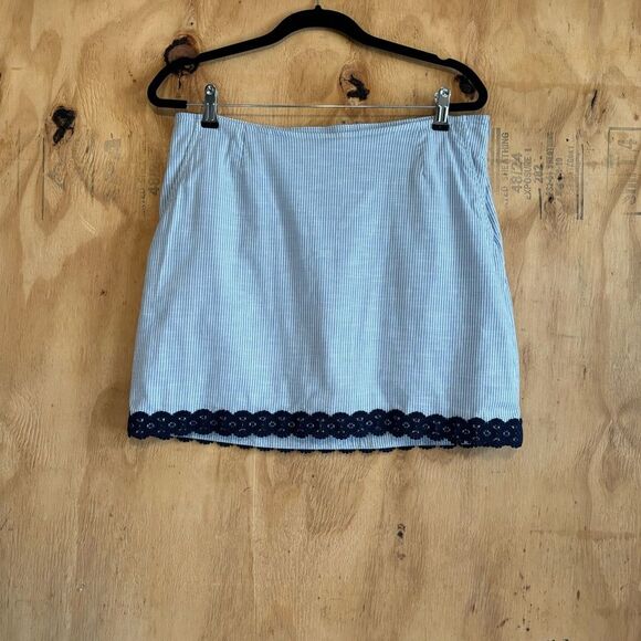 Pants - Golftini Blue & White Striped Golf Cotton Skort Lace Trim Sz 10